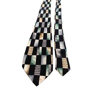 JT Beckett Mens Silk Tie Multicolor Geometric Pattern Silk Necktie